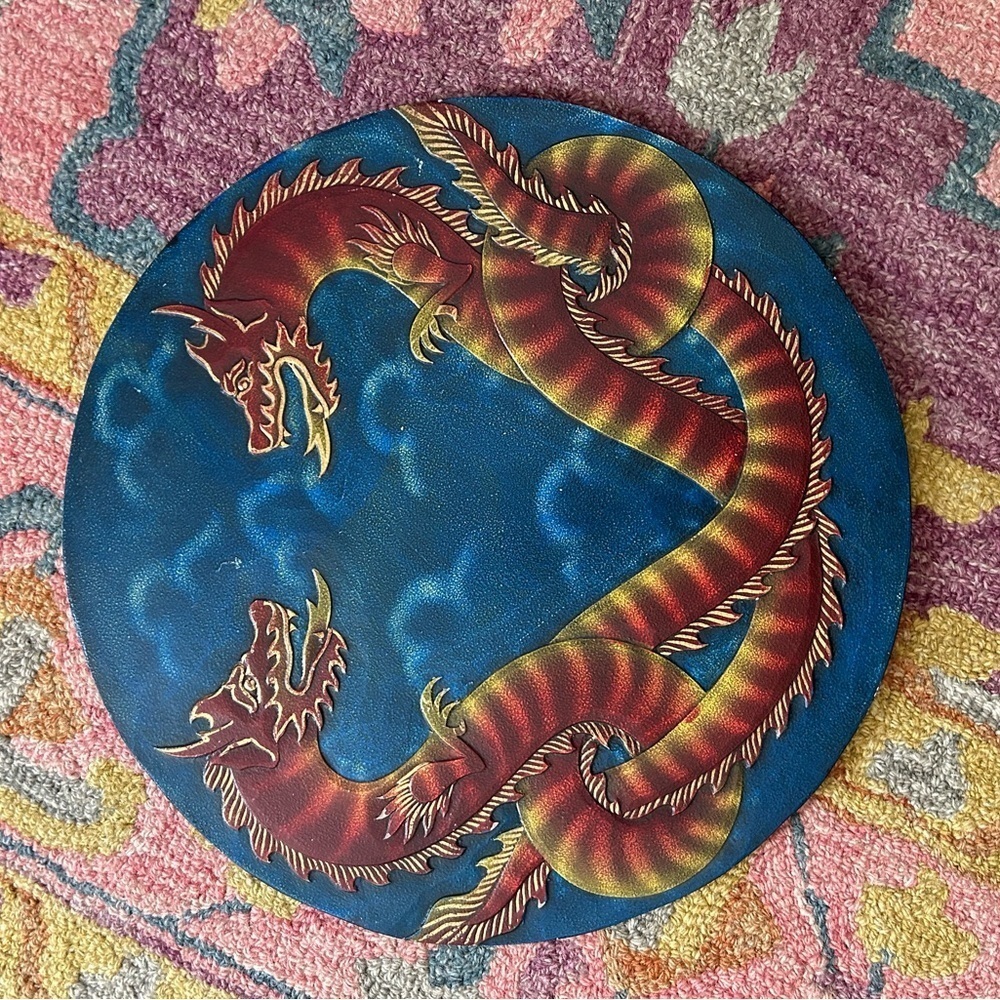 Vintage Hand Carved Double Dragon Wood Wall Plaque 15.75” Fantasy Decor - Picture 6 of 13